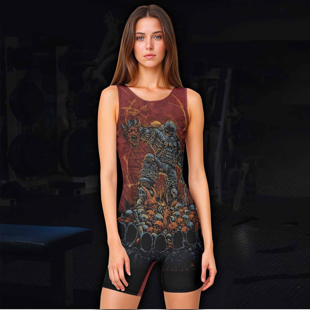 Disturbed Dominion Wrestling Singlet - women's lifestyle view