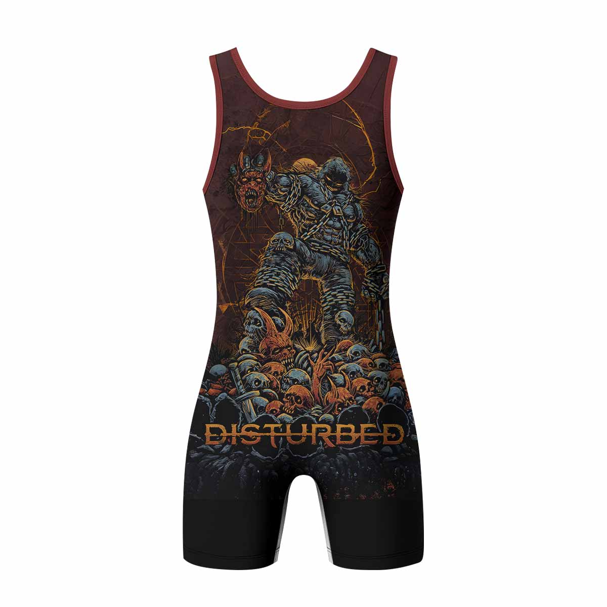 Disturbed Dominion Wrestling Singlet - back view mockup