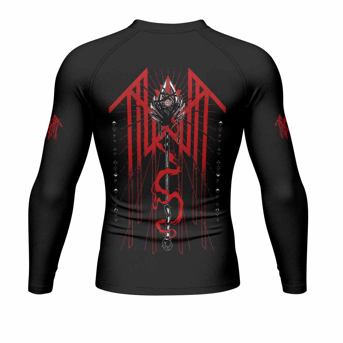 Divine Offering Men's Rash Guard Long Sleeve - back view mockup 