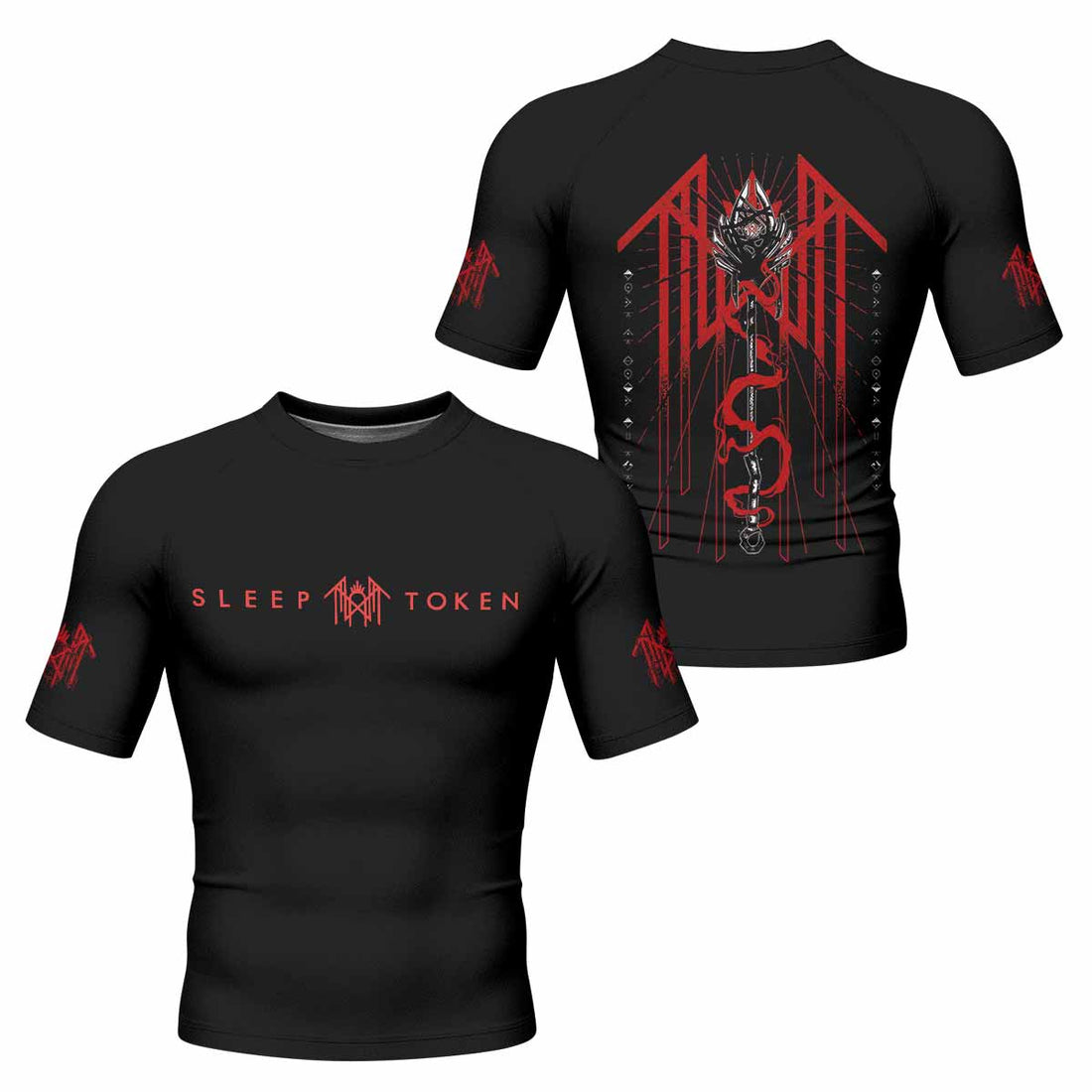 Divine Offering Men's Rash Guard Short Sleeve - front and back view