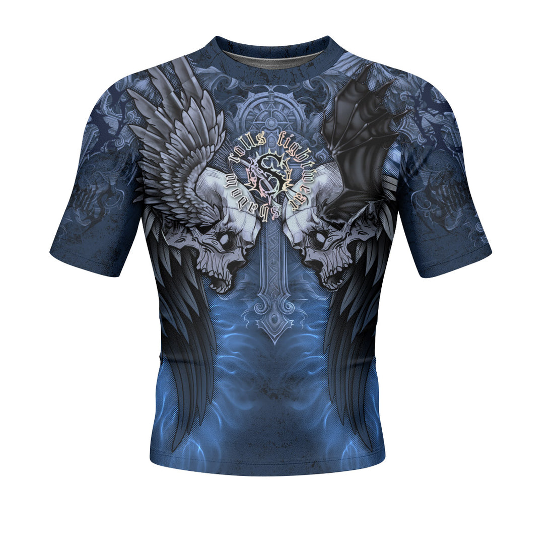 Duality of Souls Men’s Short Sleeve Rash Guard - front and back view