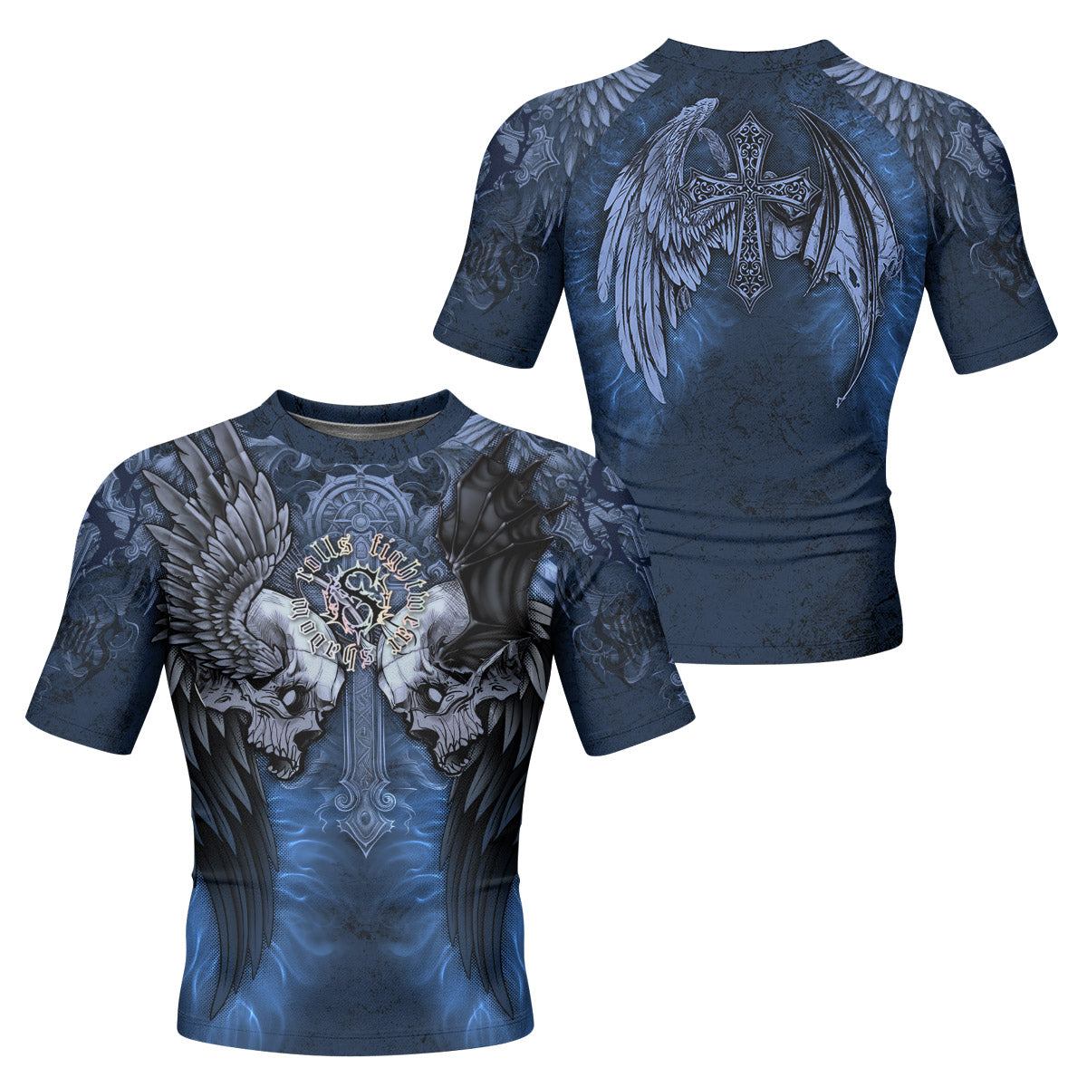 Duality of Souls Men’s Short Sleeve Rash Guard - front and back view