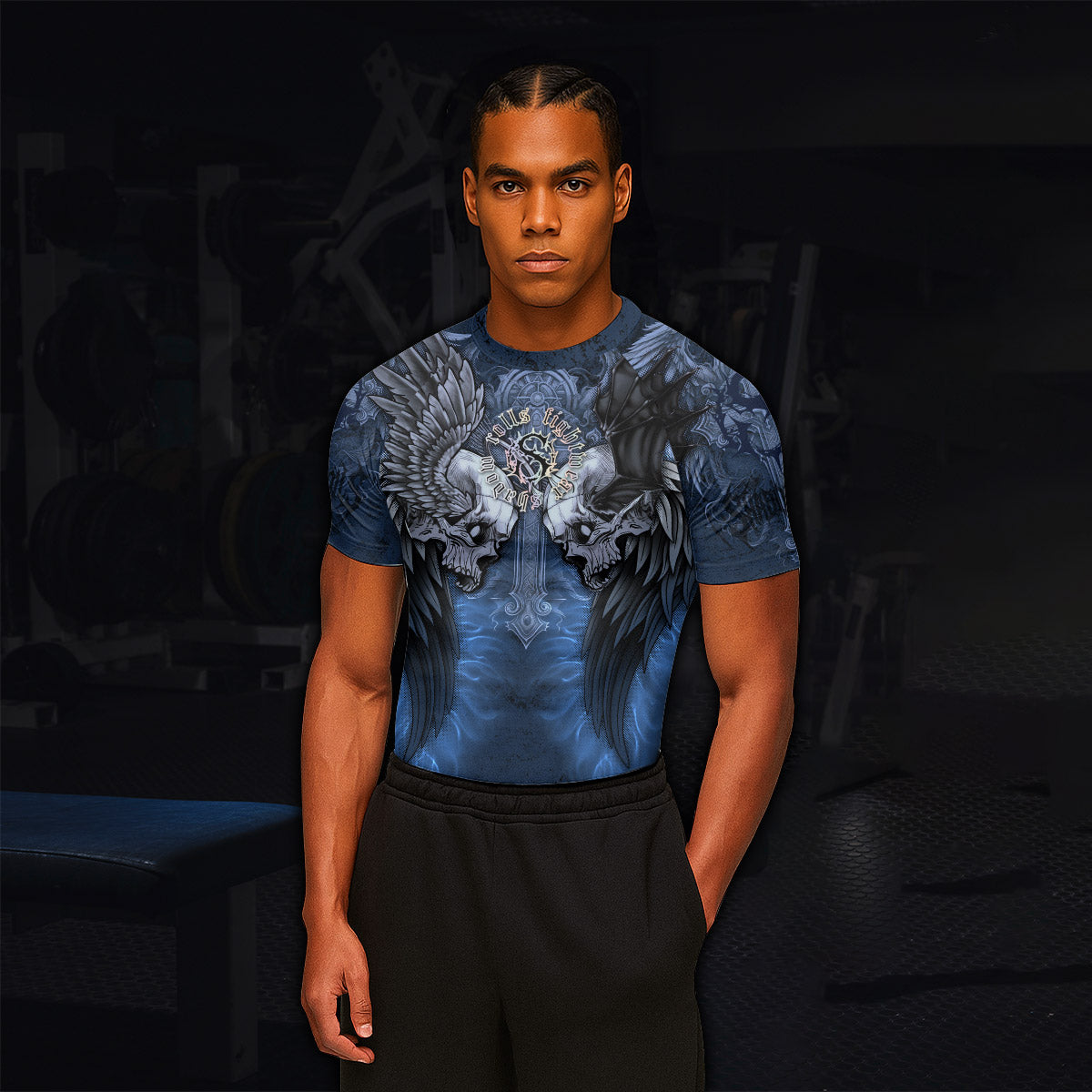 Duality of Souls Men’s Short Sleeve Rash Guard - lifestyle view