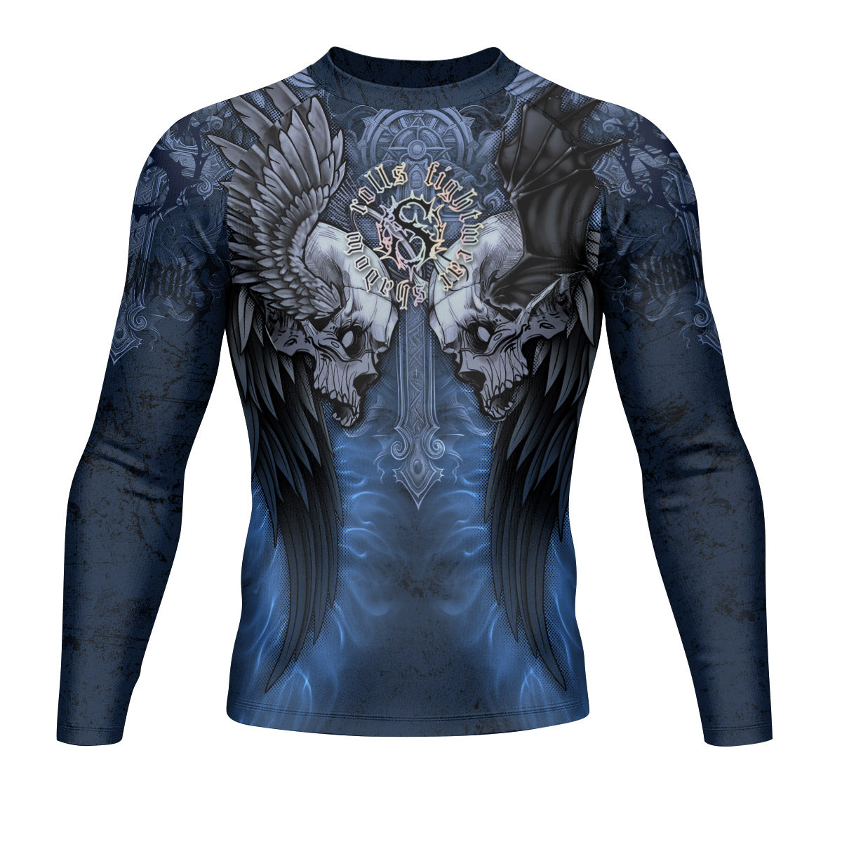 Duality of Souls Men’s Long Sleeve Rash Guard - front view mockup