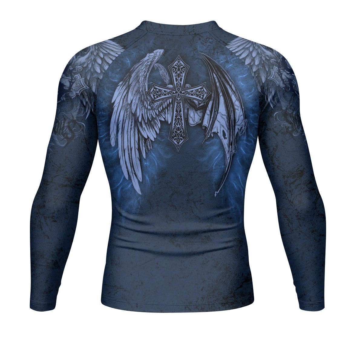Duality of Souls Men’s Long Sleeve Rash Guard - back view mockup