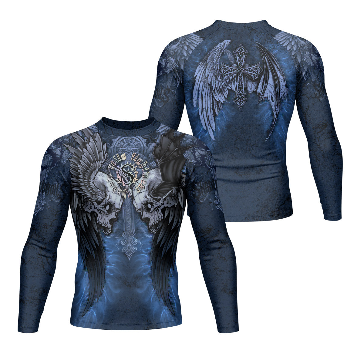 Duality of Souls Men’s Long Sleeve Rash Guard - front and back view