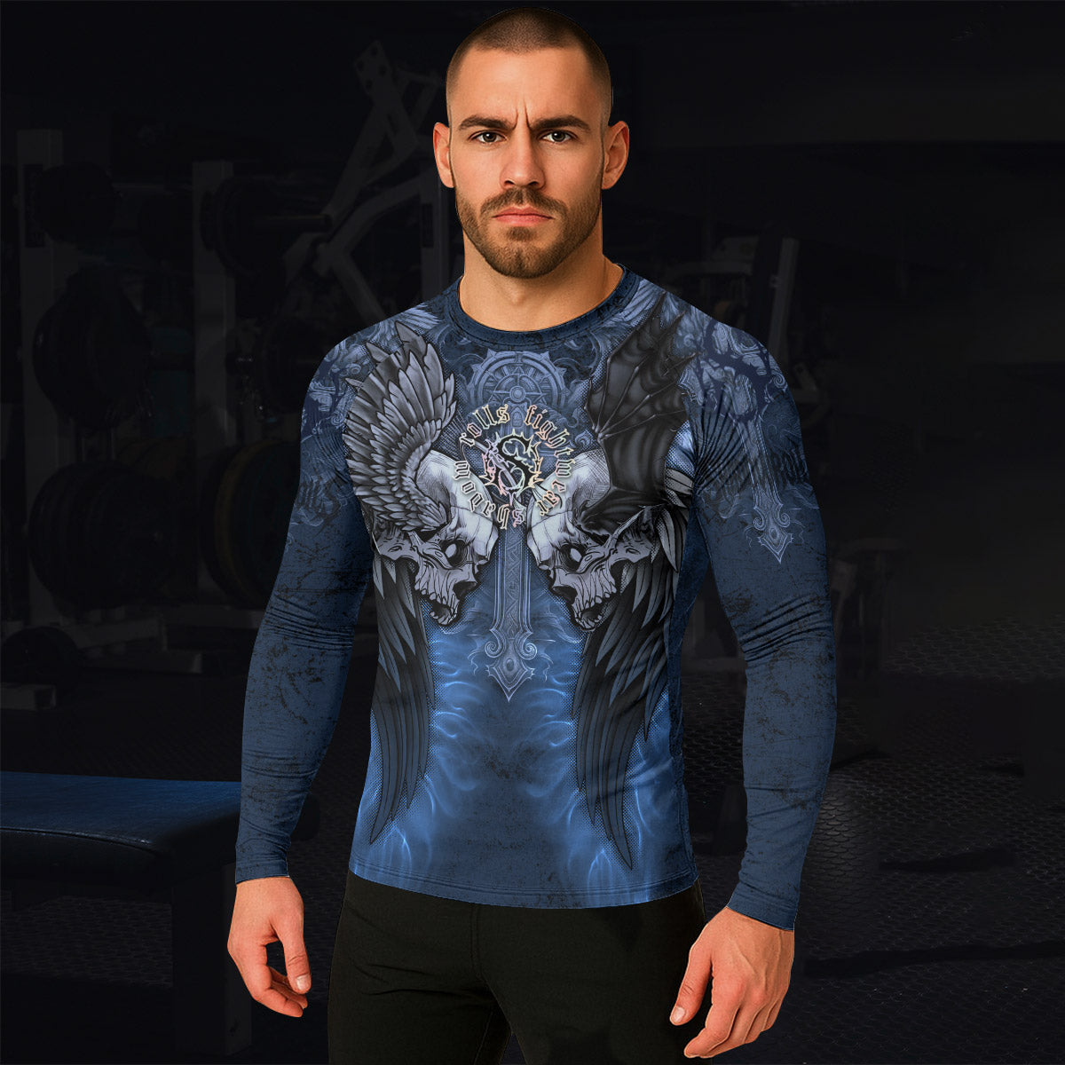 Duality of Souls Men’s Long Sleeve Rash Guard - lifestyle view