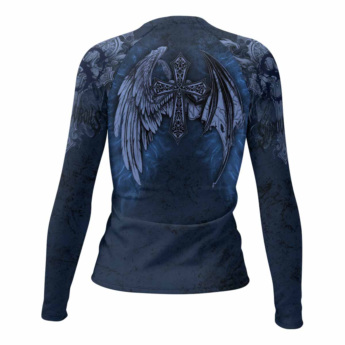 Duality of Souls Women’s Long Sleeve Rash Guard - back view mockup