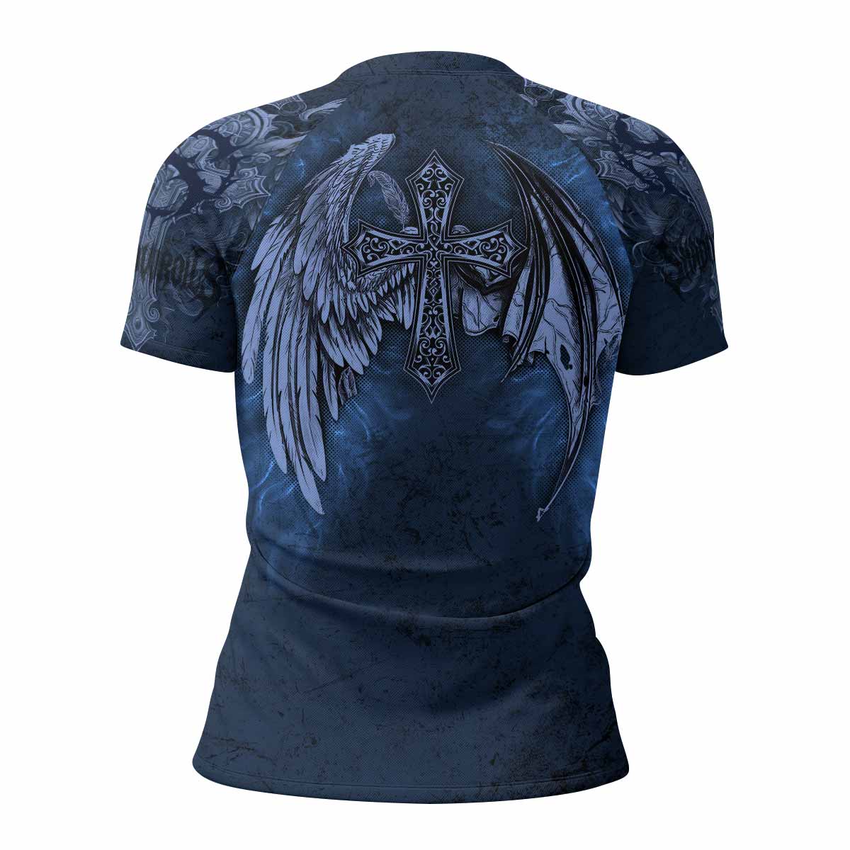 Duality of Souls Women’s Short Sleeve Rash Guard - back view mockup