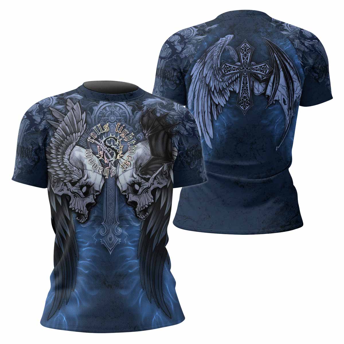 Duality of Souls Women’s Short Sleeve Rash Guard - front and back view