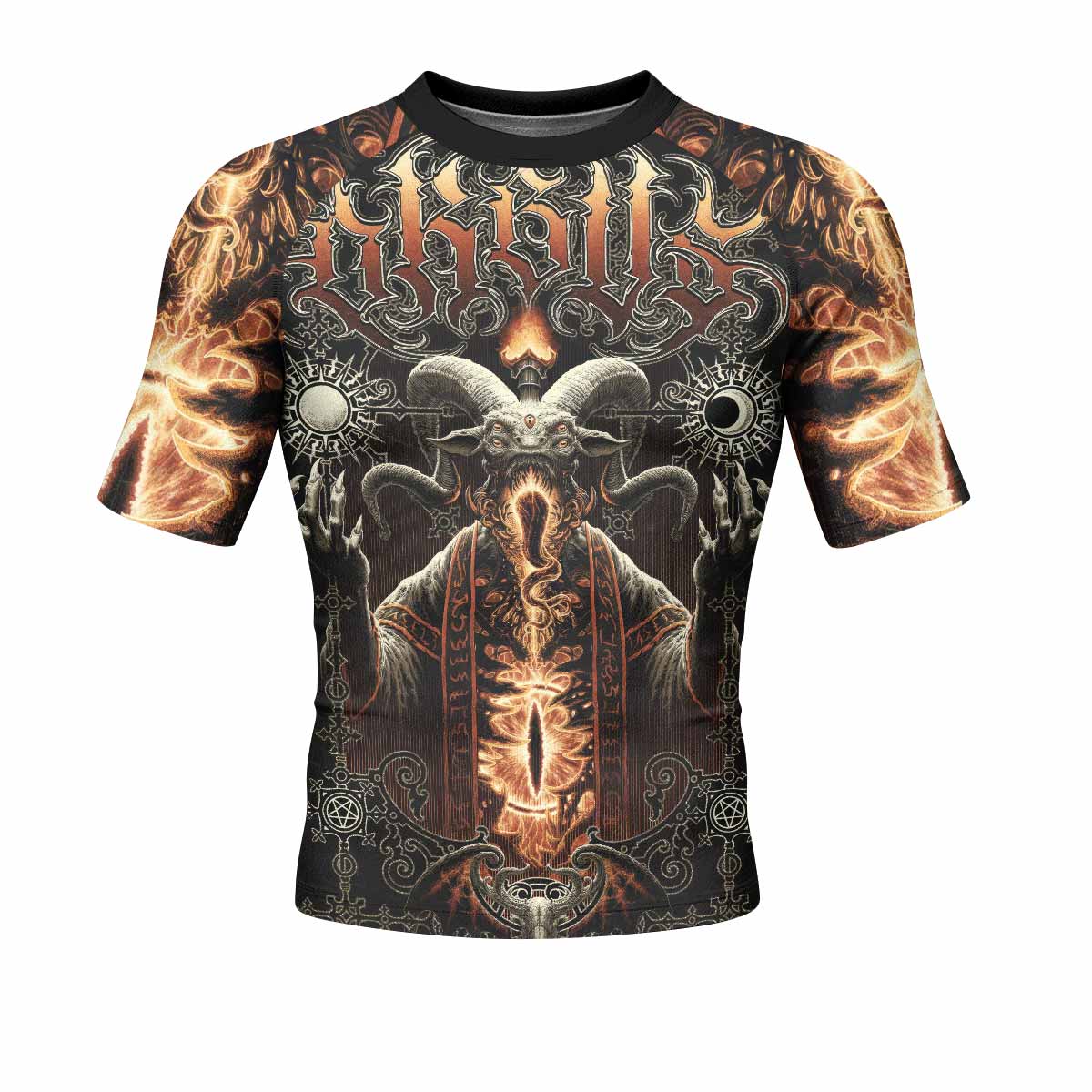 Eldritch Horror Men's Rash Guard Short Sleeve - front view mockup 