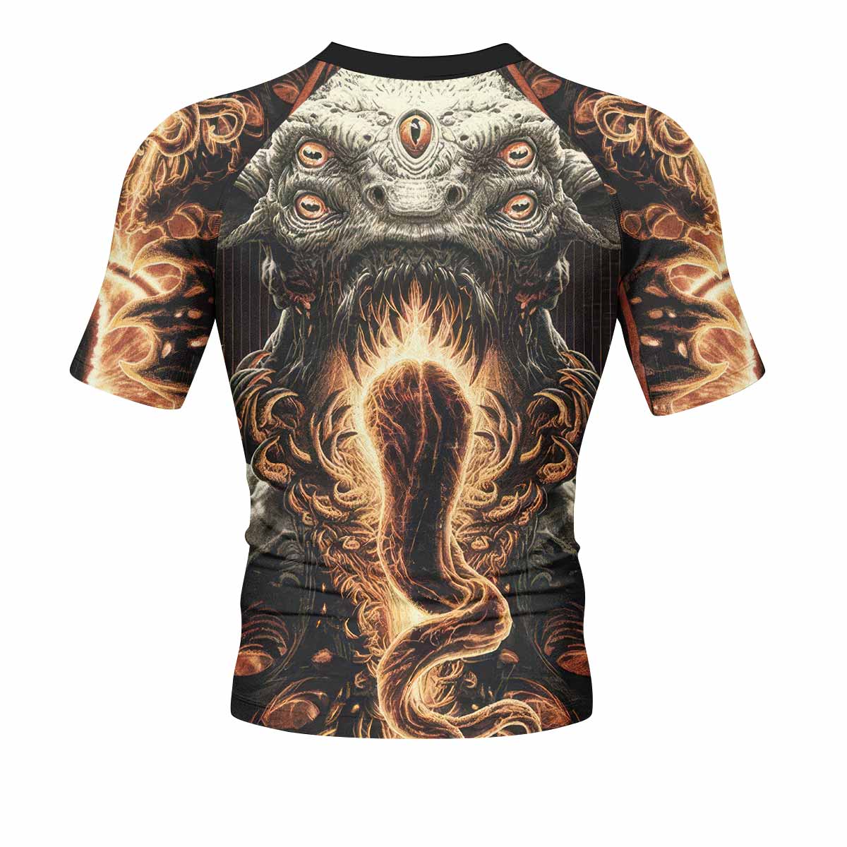 Eldritch Horror Men's Rash Guard Short Sleeve - back view mockup 