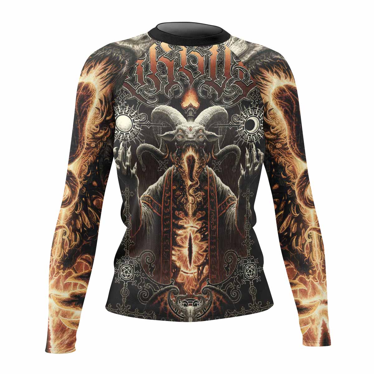 Eldritch Horror Women's Rash Guard Long Sleeve - front view mockup 
