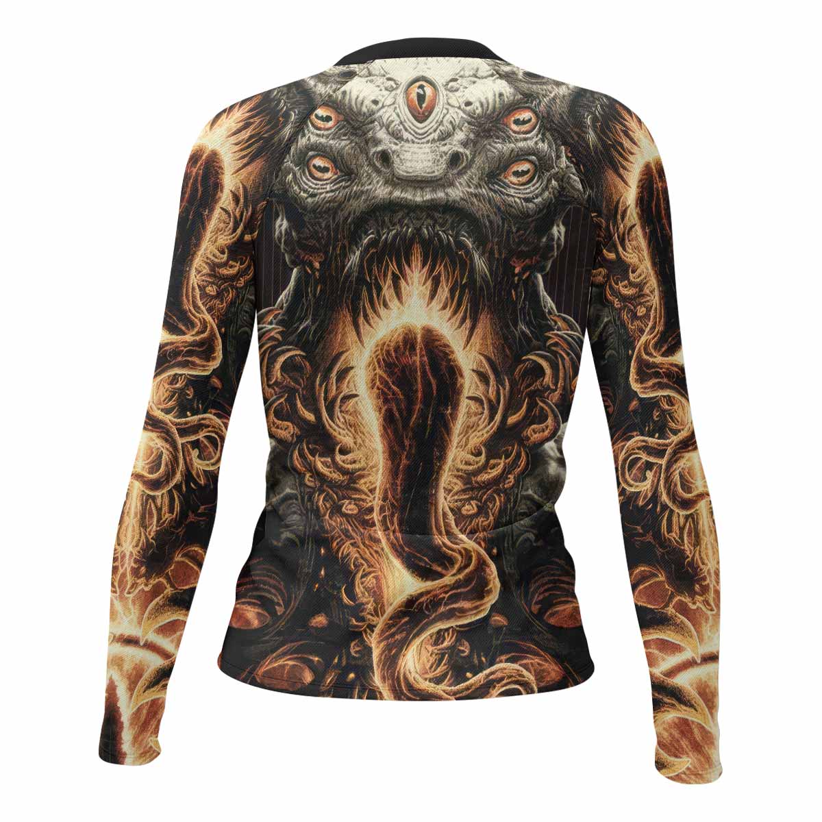 Eldritch Horror Women's Rash Guard Long Sleeve - back view mockup 