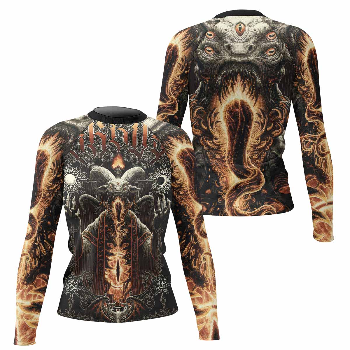 Eldritch Horror Women's Rash Guard Long Sleeve - front and back view