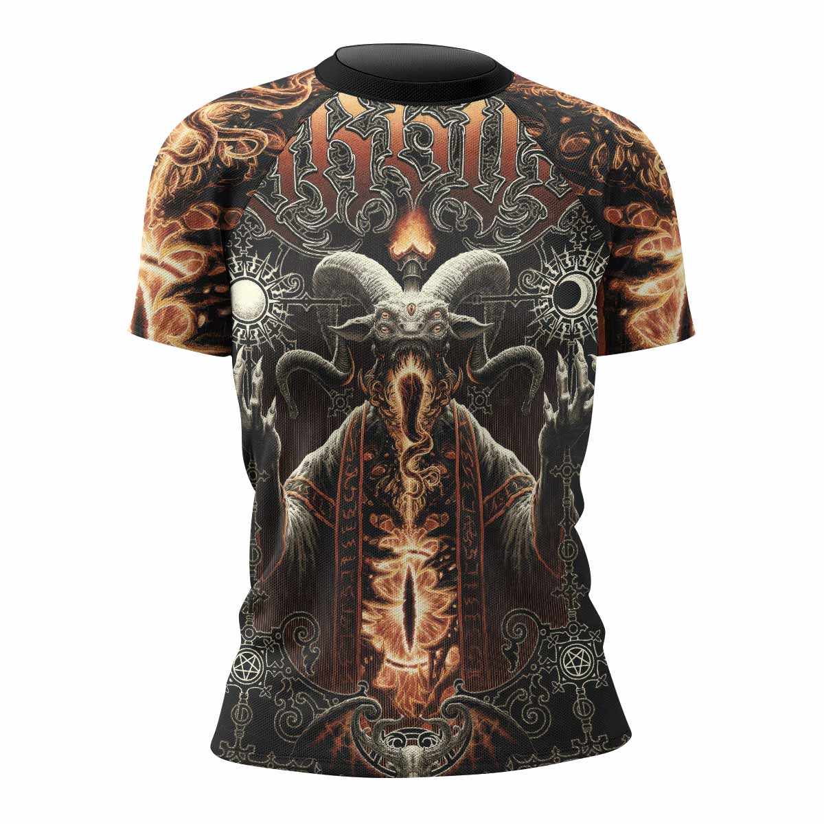 Eldritch Horror Women's Rash Guard Short Sleeve - front view mockup 