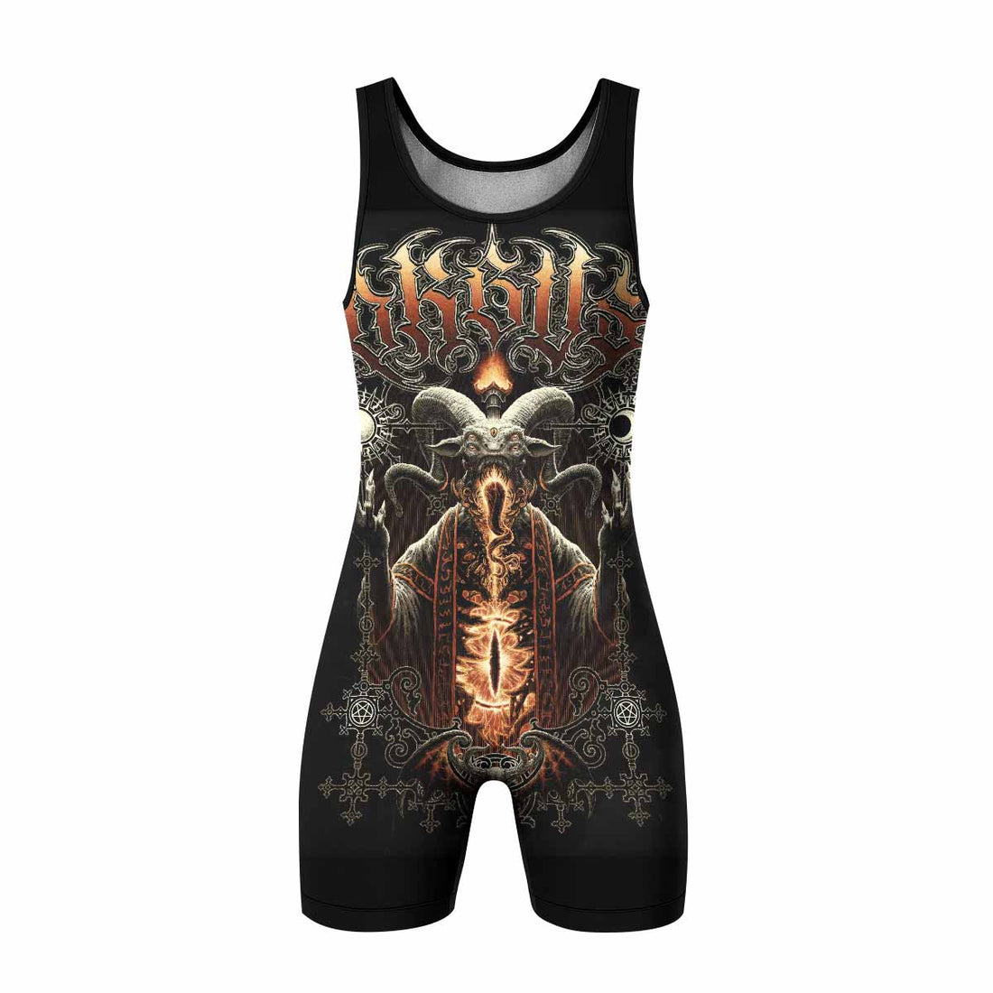 Eldritch Horror Wrestling Singlet - front and back view