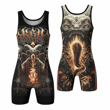 Eldritch Horror Wrestling Singlet - front and back view