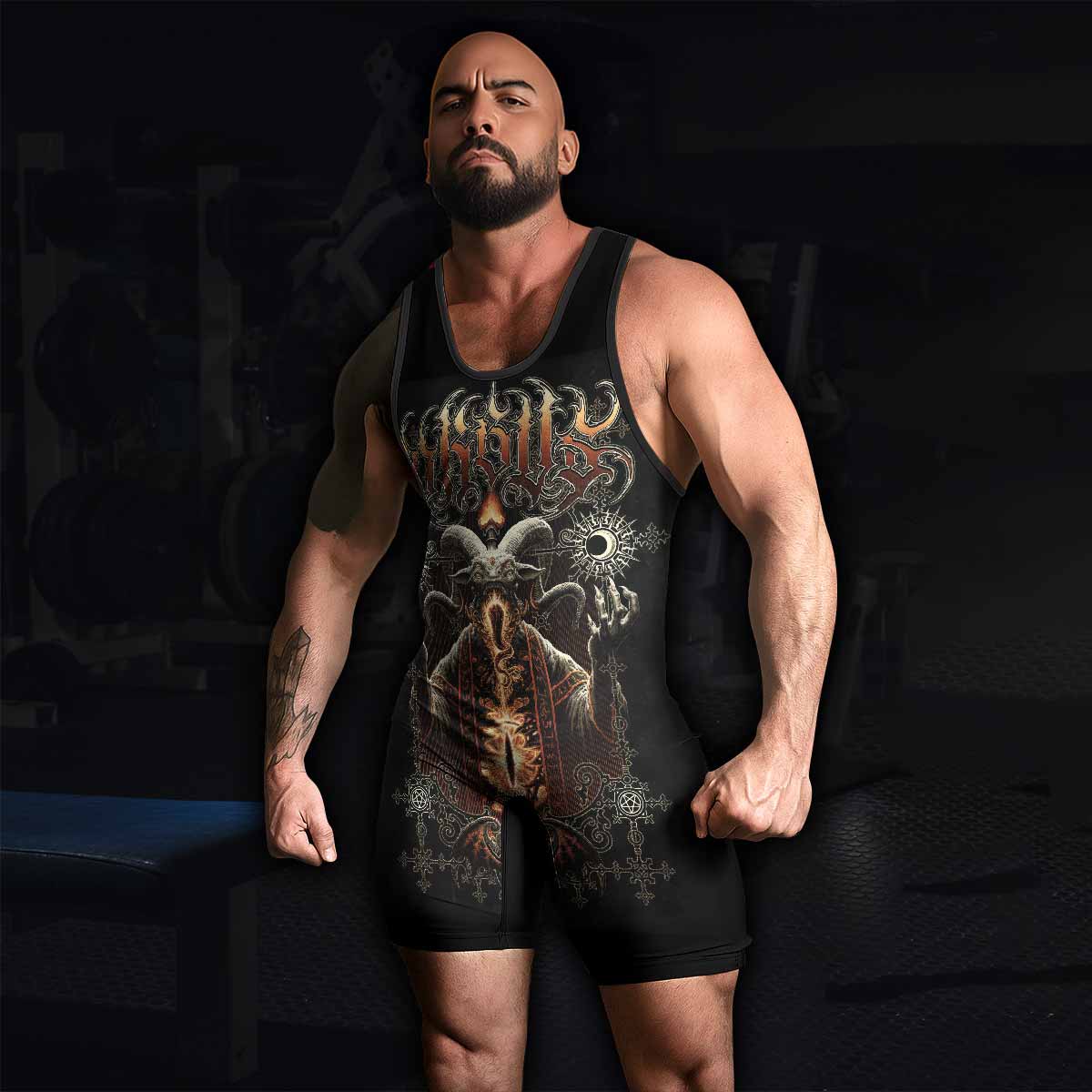 Eldritch Horror Wrestling Singlet - men's lifestyle view