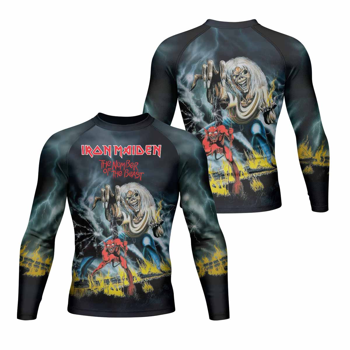 Eternal Beast Men's Rash Guard Long Sleeve - front and back view