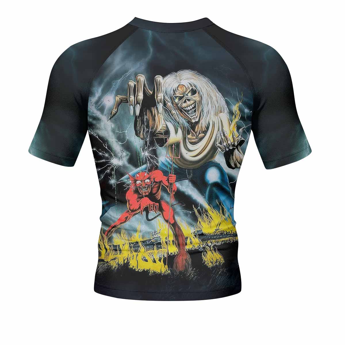Eternal Beast Men's Rash Guard Short Sleeve - back view mockup 