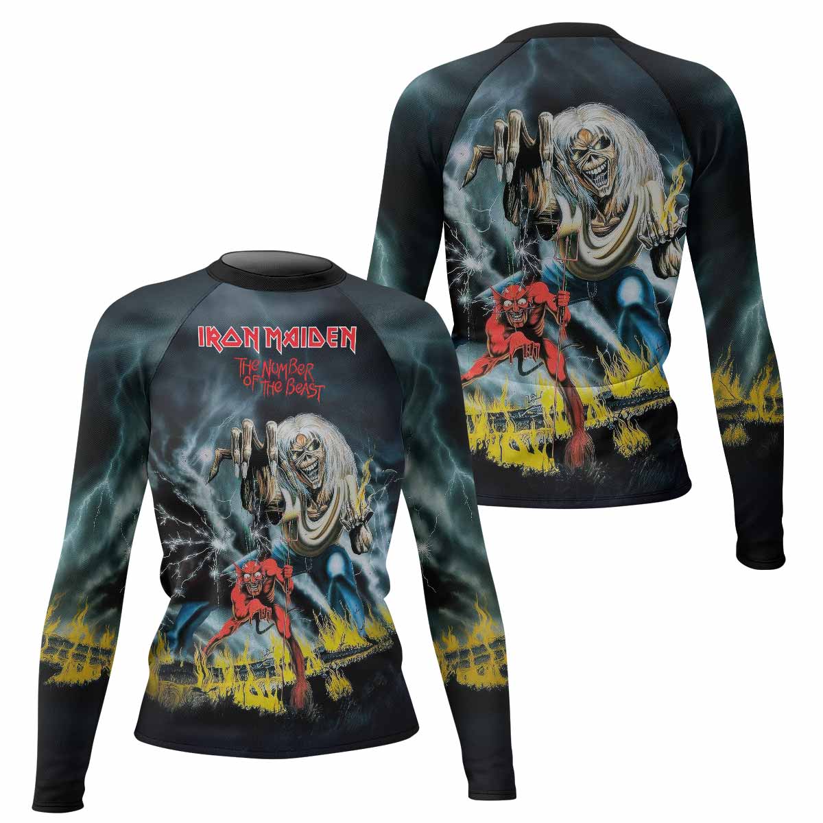 Eternal Beast Women's Rash Guard Long Sleeve - front and back view