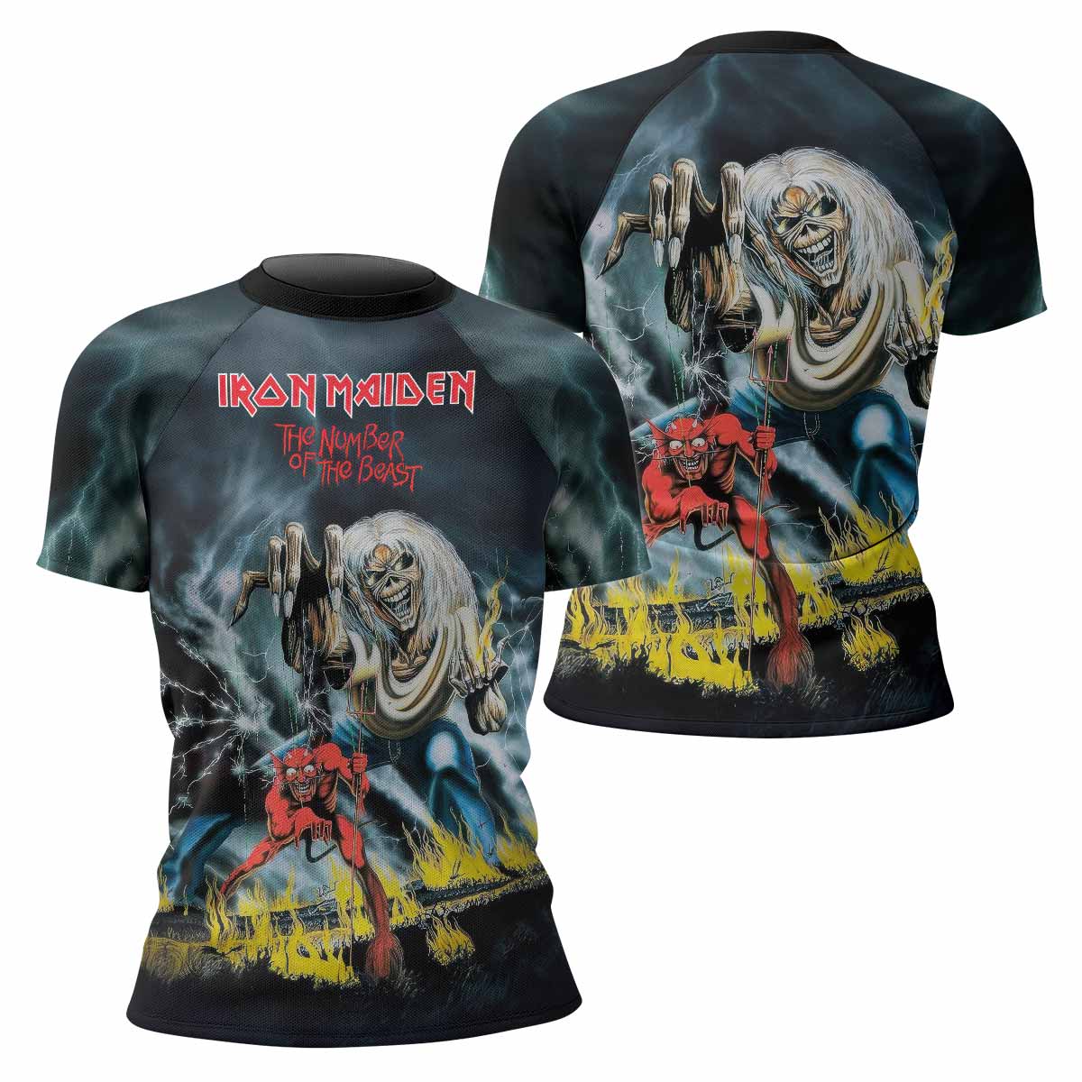Eternal Beast Women's Rash Guard Short Sleeve - front and back view