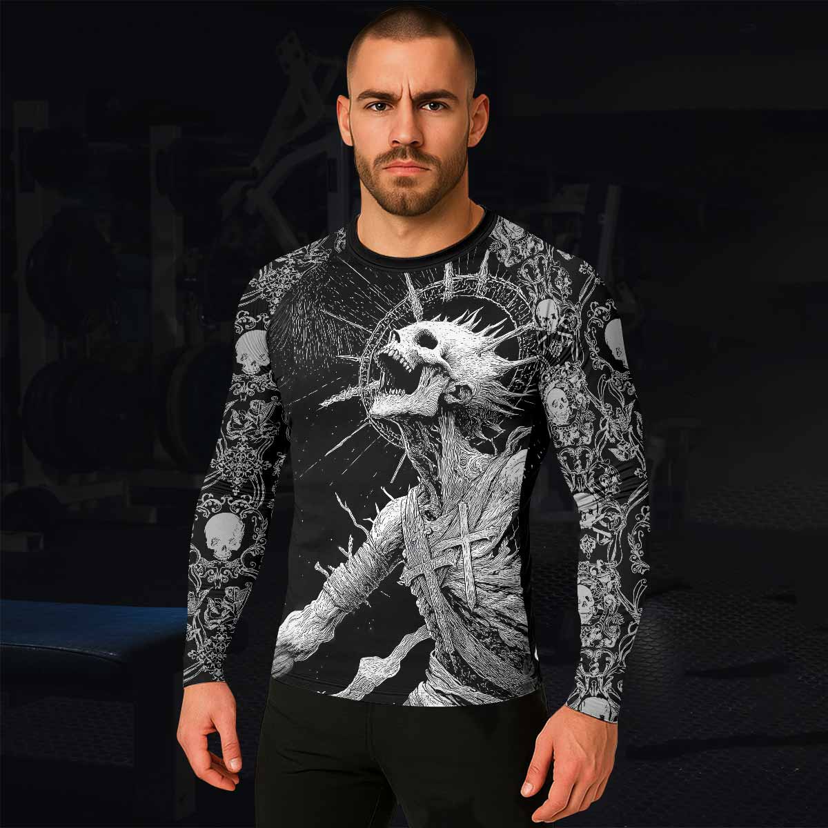 Eternal Scream Men's Rash Guard Long Sleeve - lifestyle view