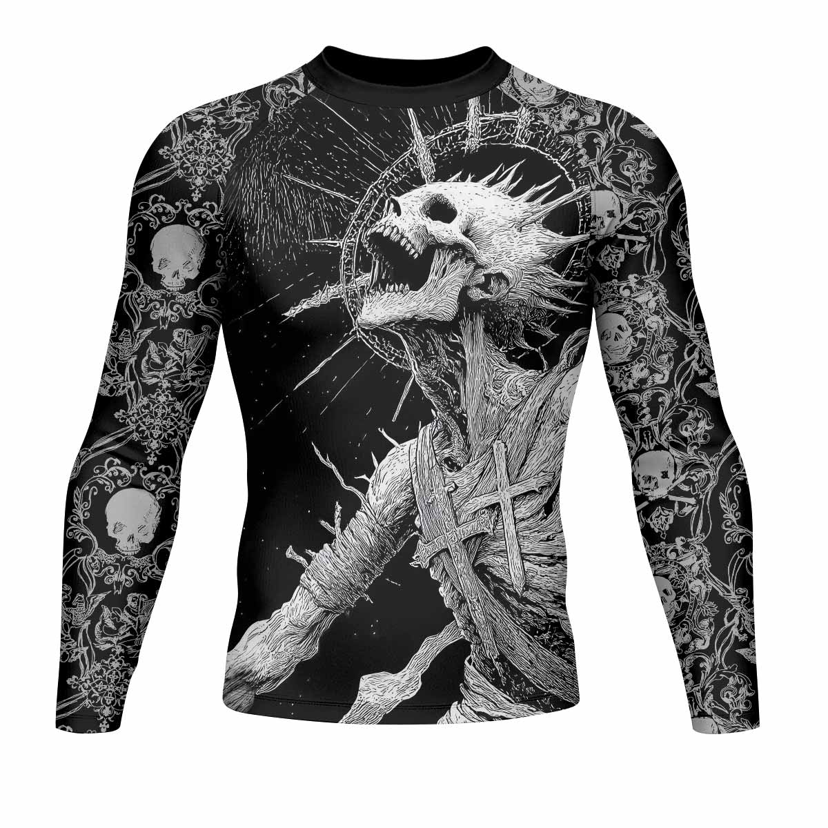 Eternal Scream Men's Rash Guard Long Sleeve - front view mockup 