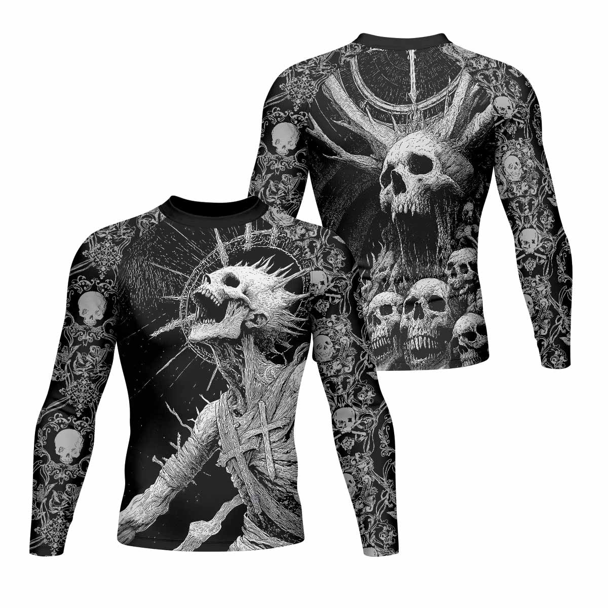 Eternal Scream Men's Rash Guard Long Sleeve - front and back view