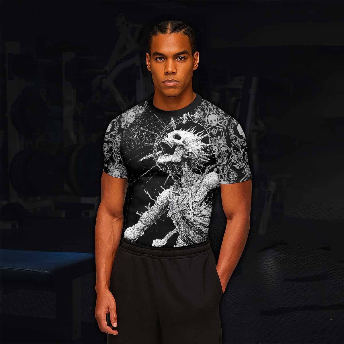 Eternal Scream Men's Rash Guard Short Sleeve - lifestyle view