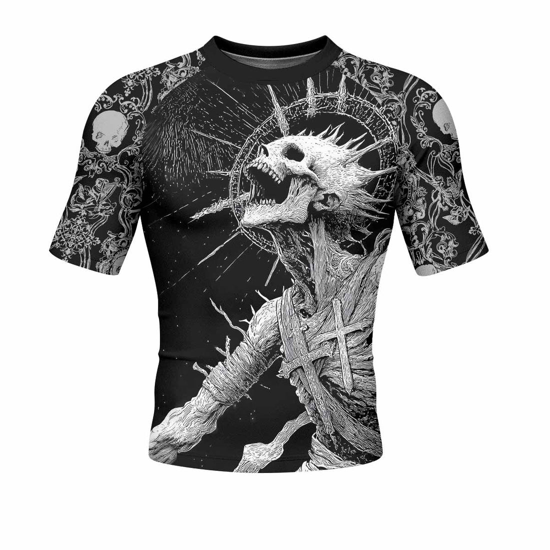 Eternal Scream Men's Rash Guard Short Sleeve - front and back view