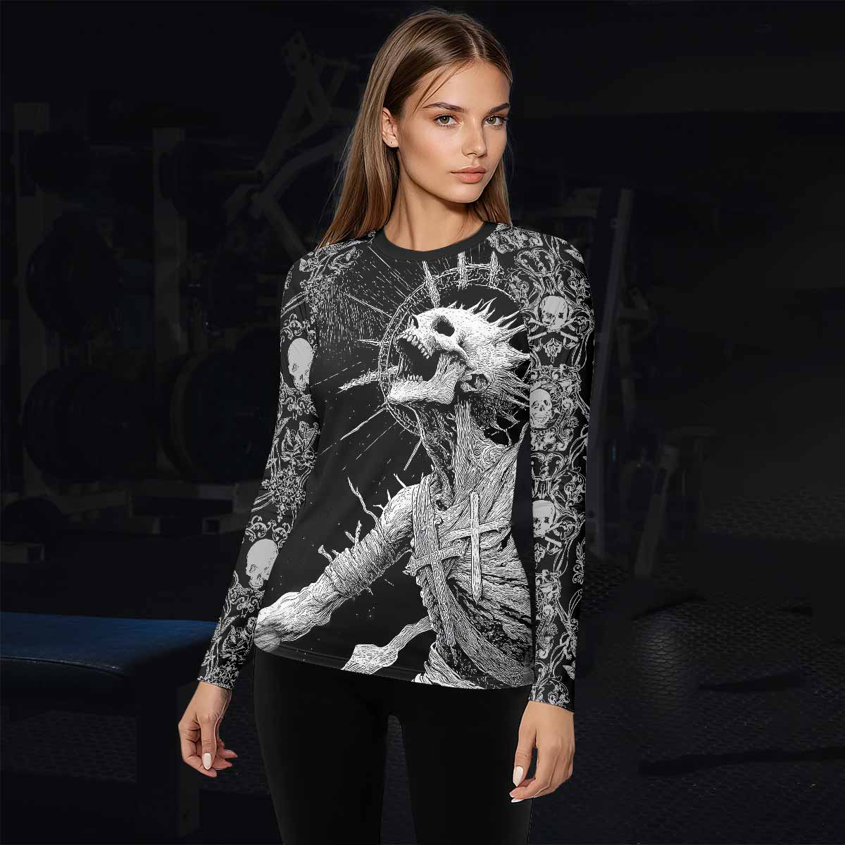 Eternal Scream Women's Rash Guard Long Sleeve - lifestyle view