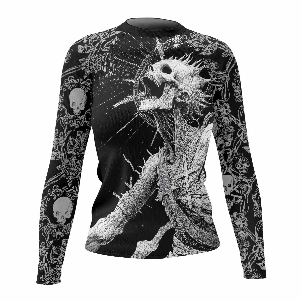 Eternal Scream Women's Rash Guard Long Sleeve - front view mockup 