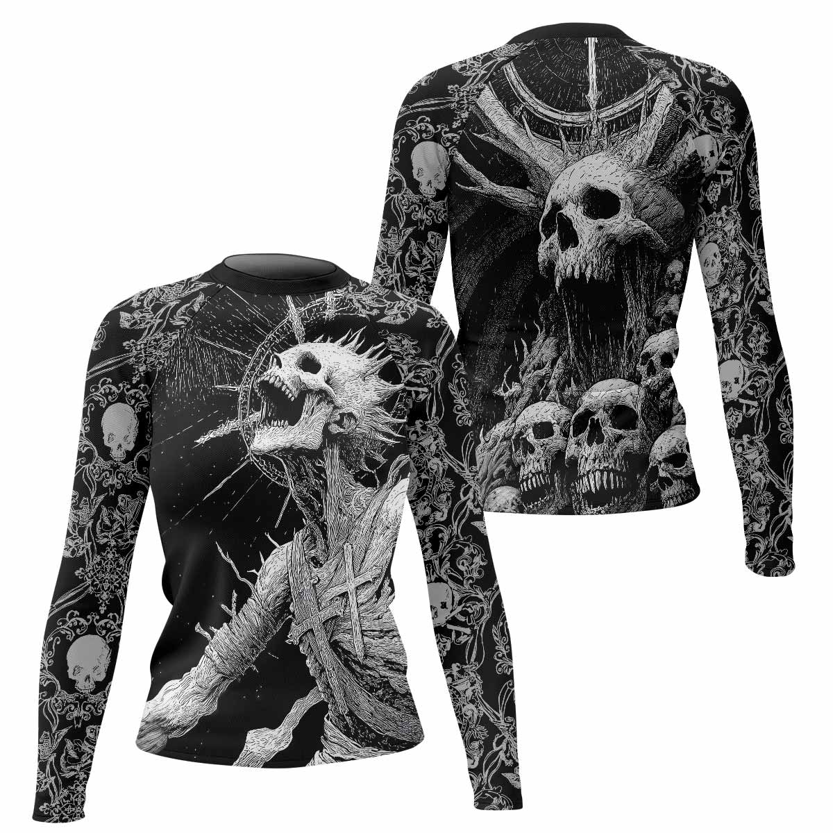 Eternal Scream Women's Rash Guard Long Sleeve - front and back view