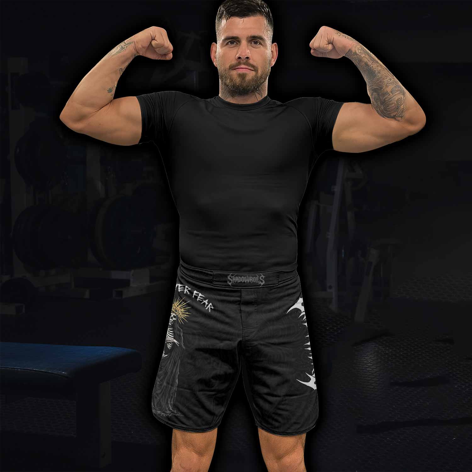 Faith Over Fear Dark Halo Fight Shorts - lifestyle view