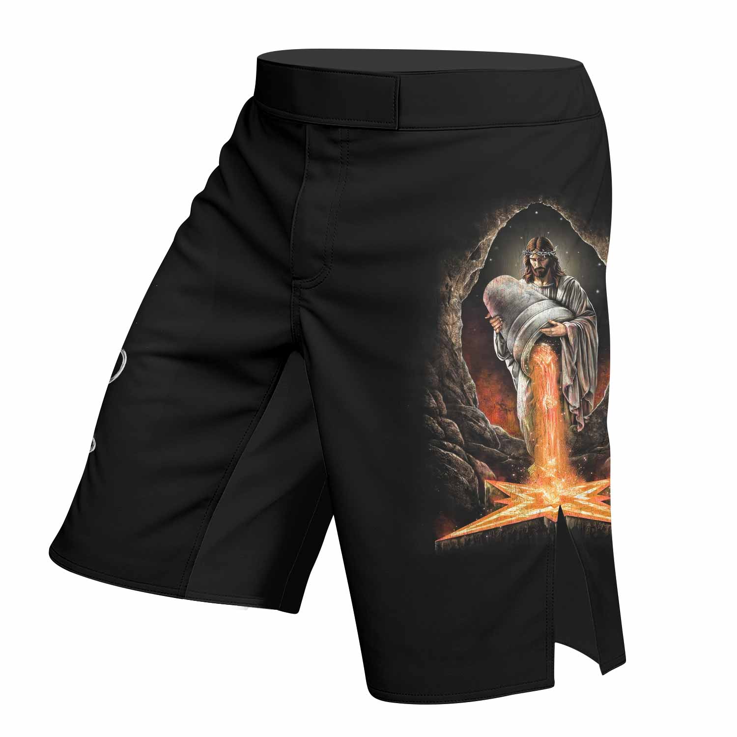 Faith Over Fear Fight Shorts – left side mockup