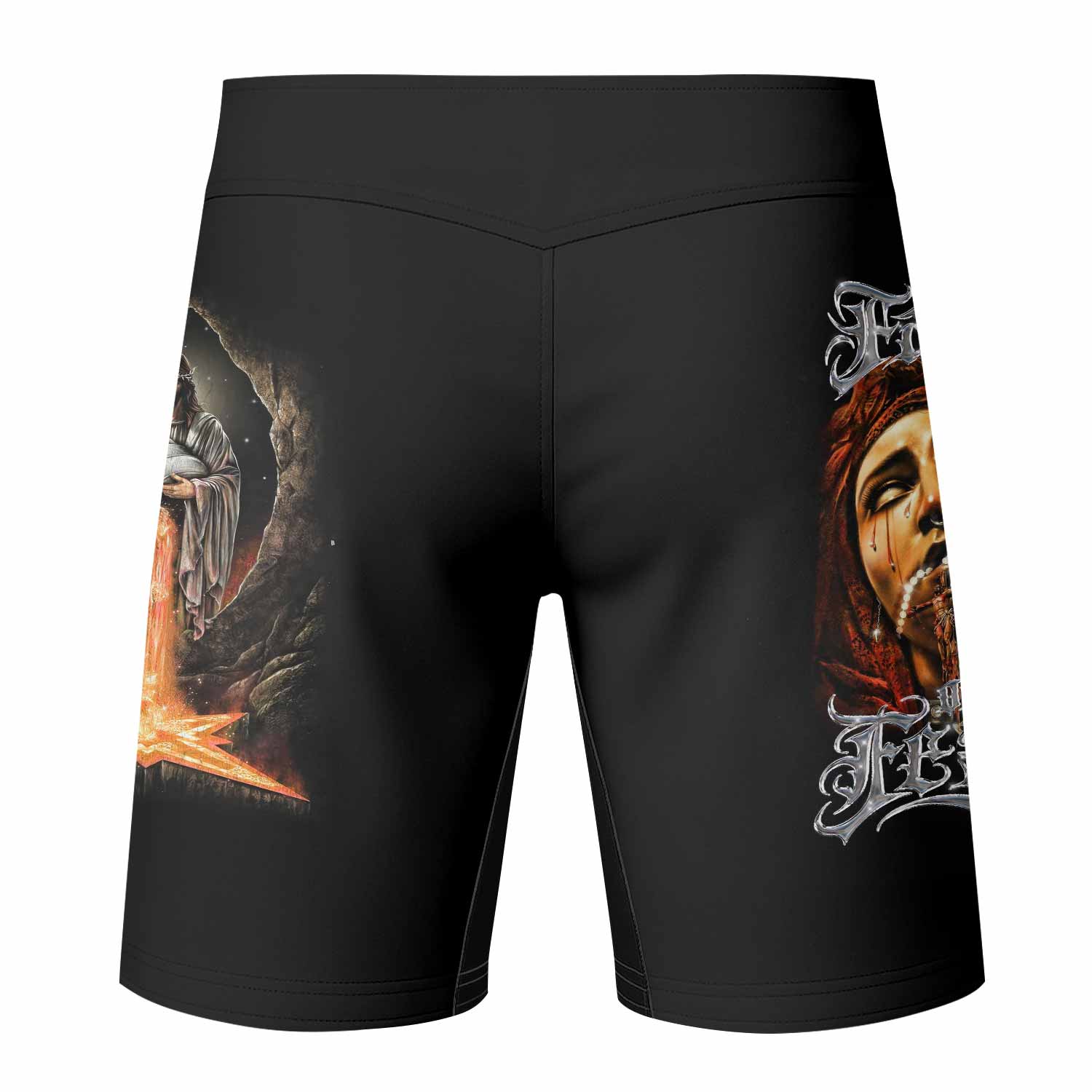 Faith Over Fear Fight Shorts – back view mockup