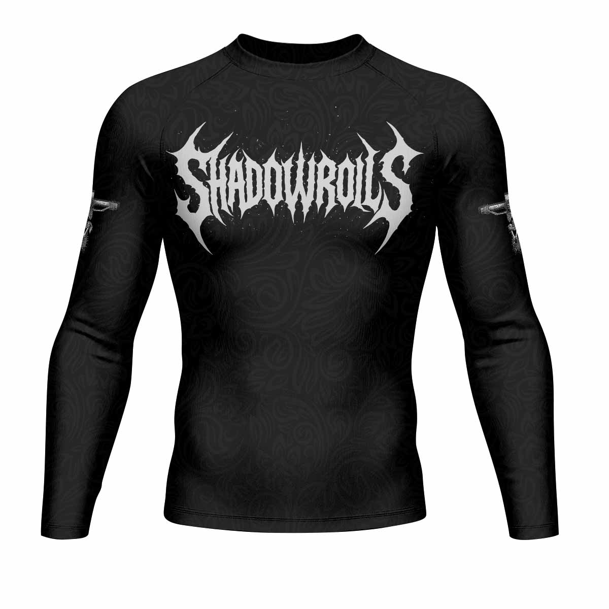 Faith Over Fear Dark Halo Men's Rash Guard Long Sleeve - front view mockup 
