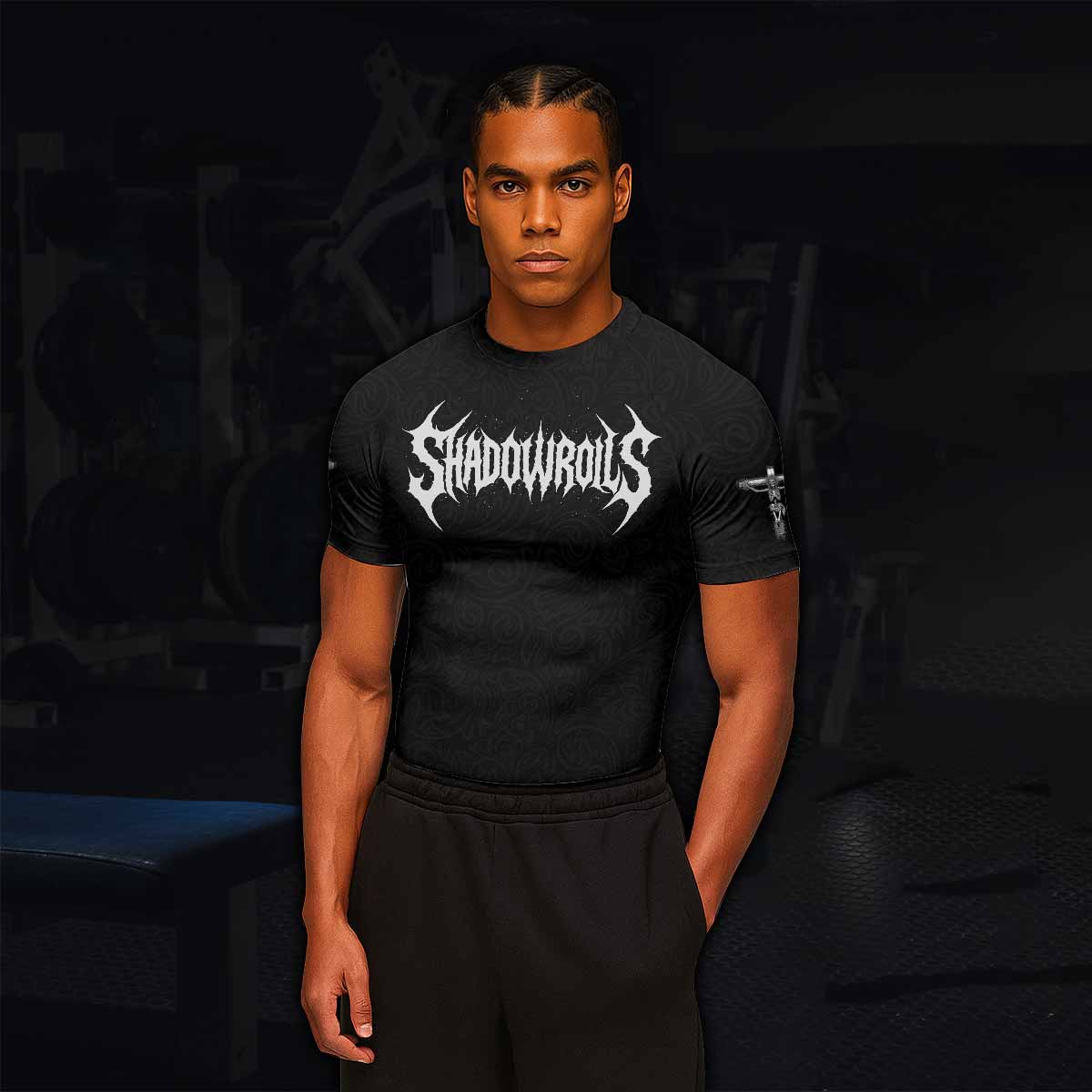 Faith Over Fear Dark Halo Men's Rash Guard Short Sleeve - lifestyle view