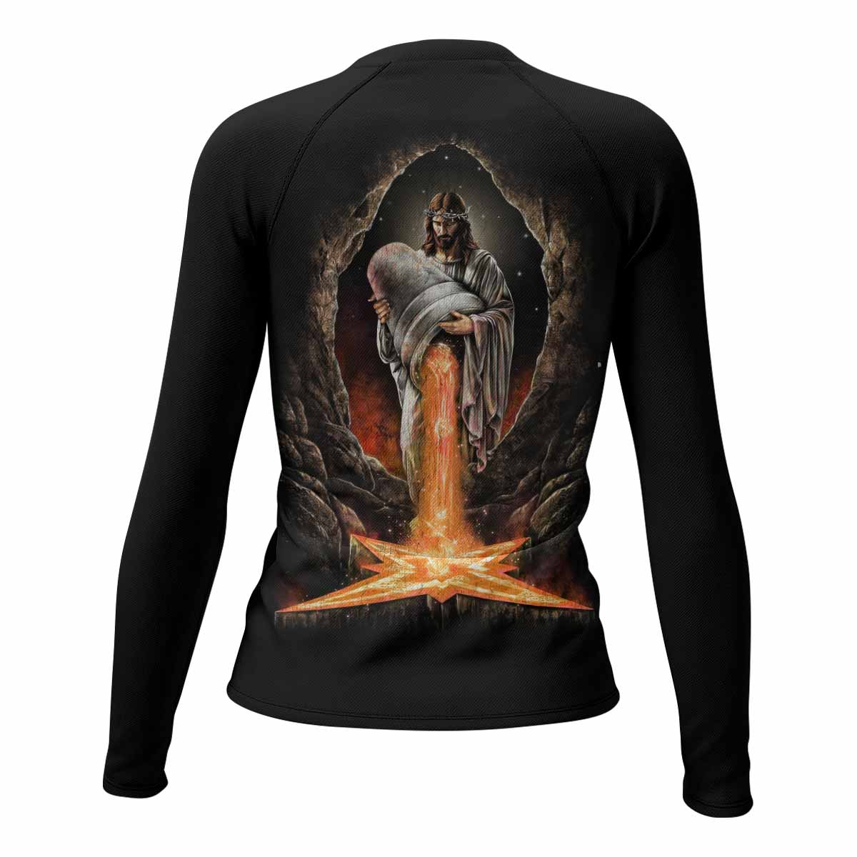 Faith Over Fear Women's Rash Guard Long Sleeve – back view mockup 