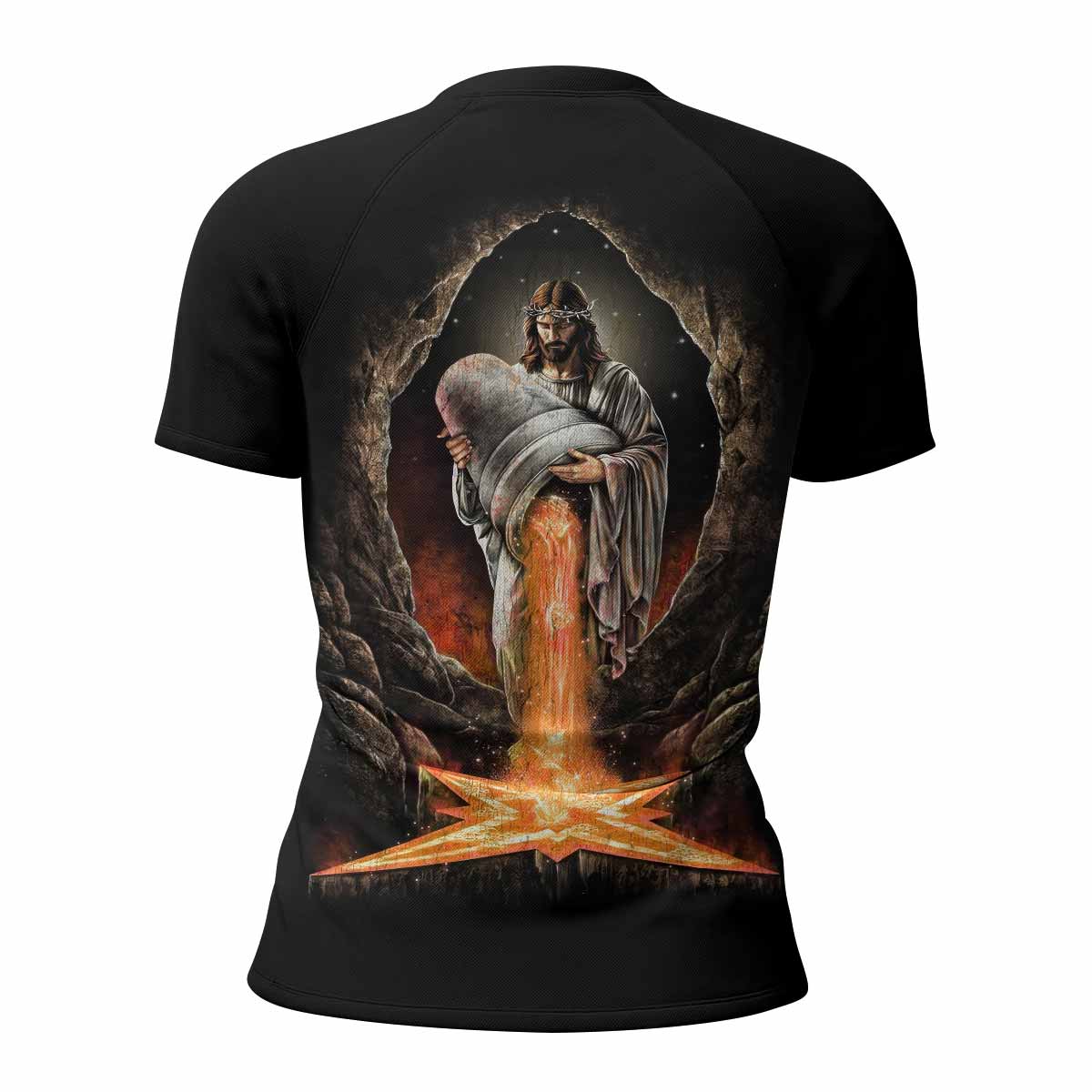 Faith Over Fear Women's Rash Guard Short Sleeve – back view mockup 