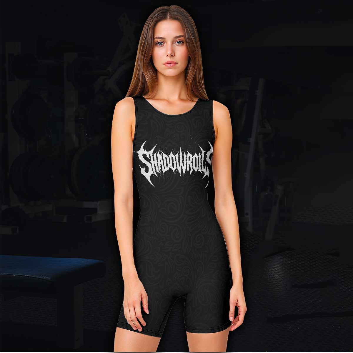 Faith Over Fear Dark Halo Wrestling Singlet - women's lifestyle view