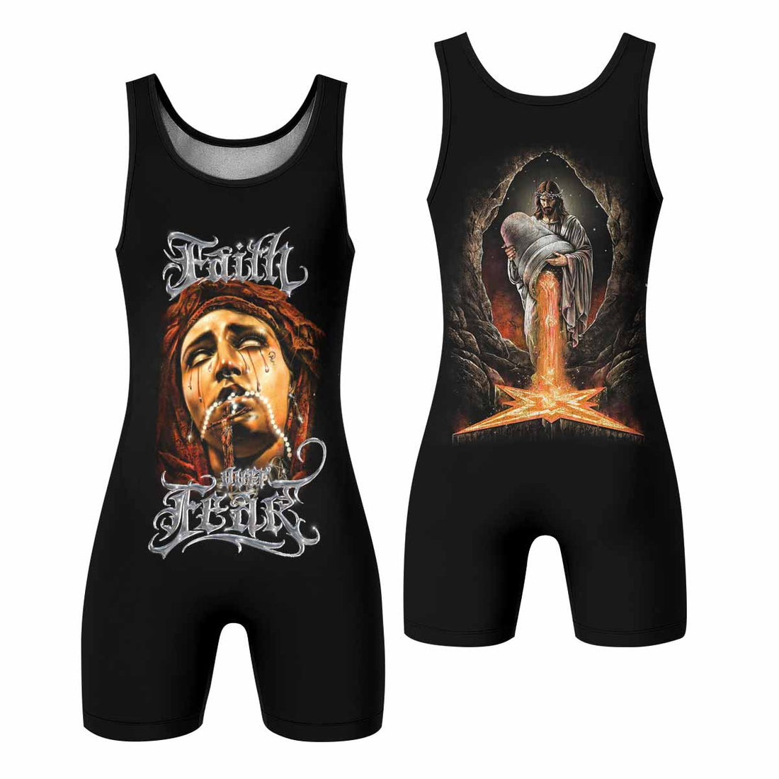 Faith Over Fear Wrestling Singlet – front and back view