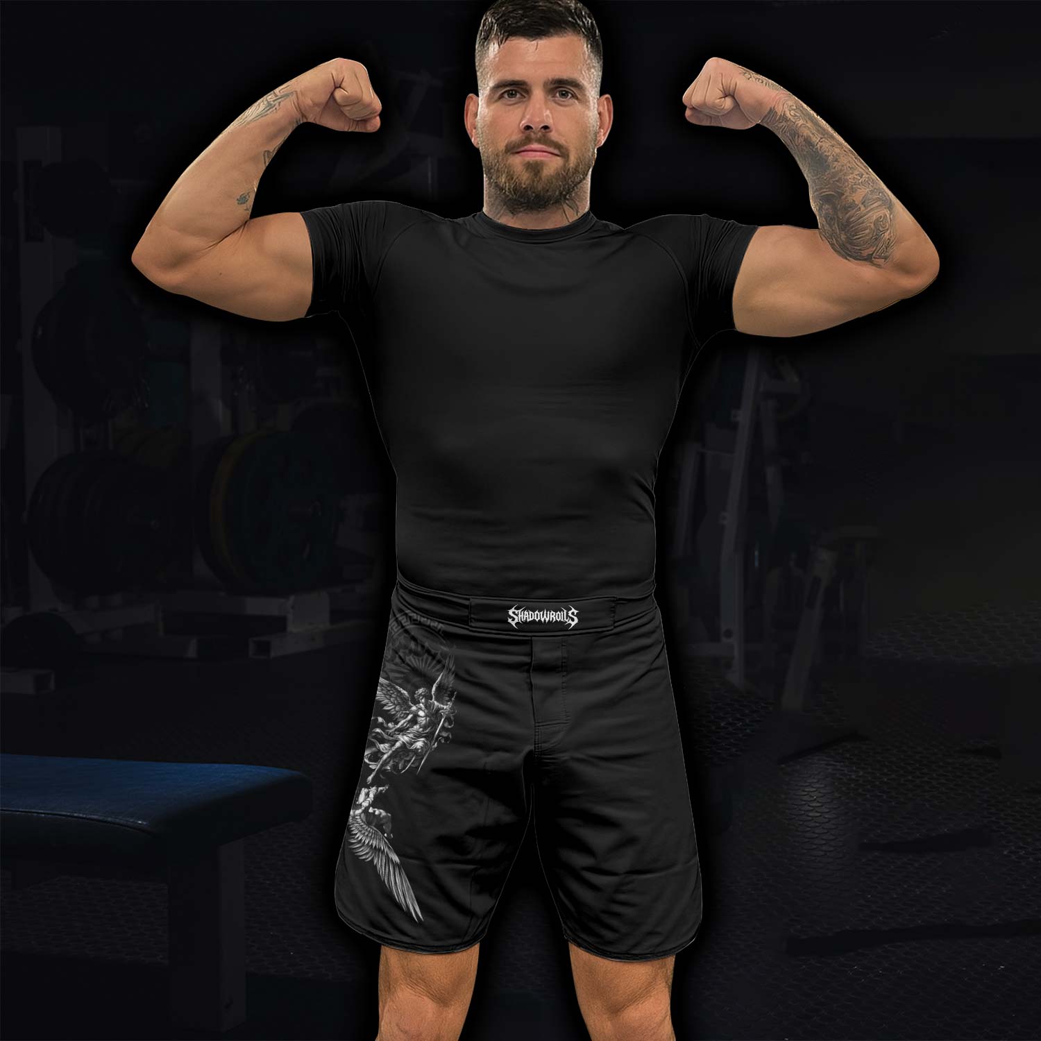 Fall of Icarus Fight Shorts – lifestyle view