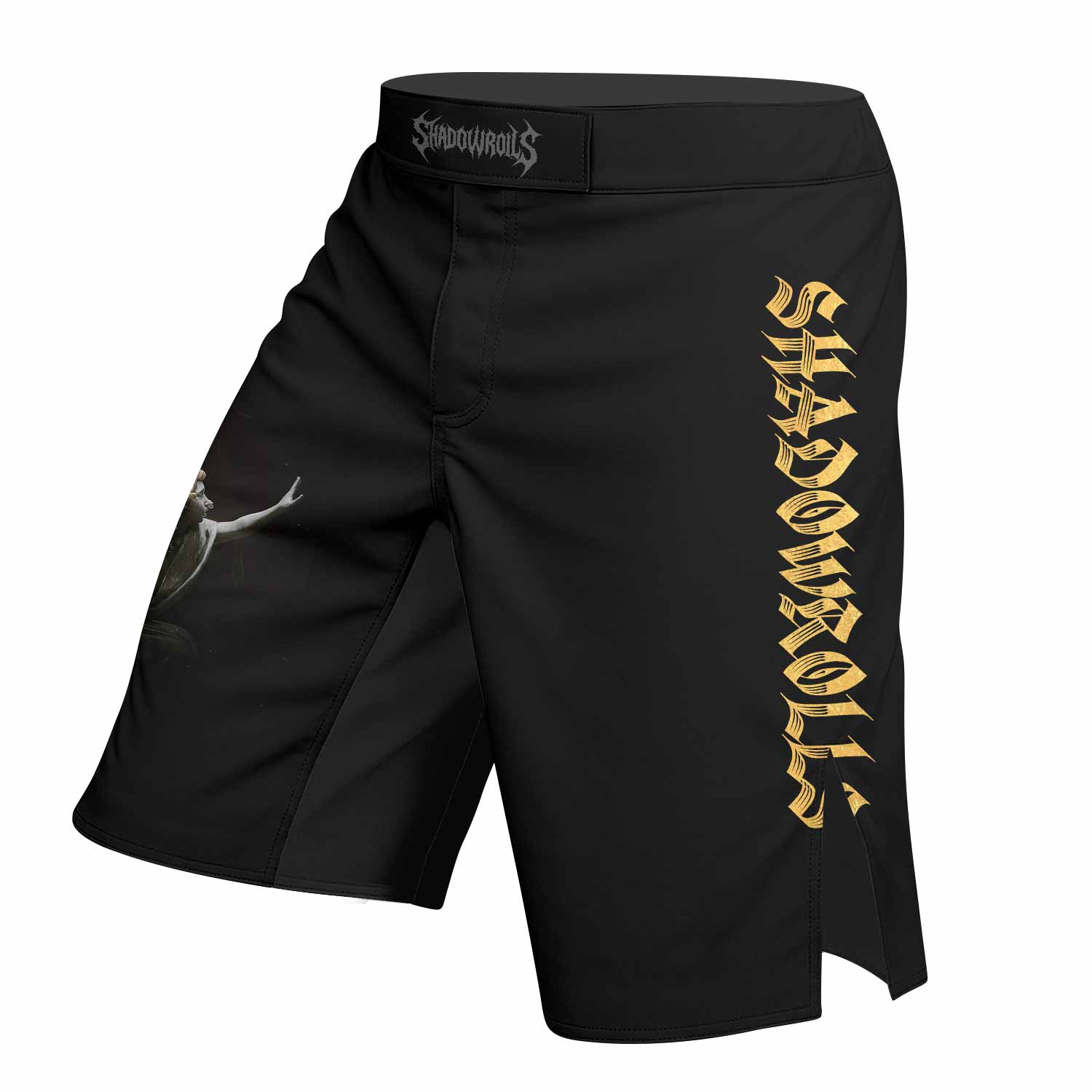 Fall of Medusa Fight Shorts - left side mockup