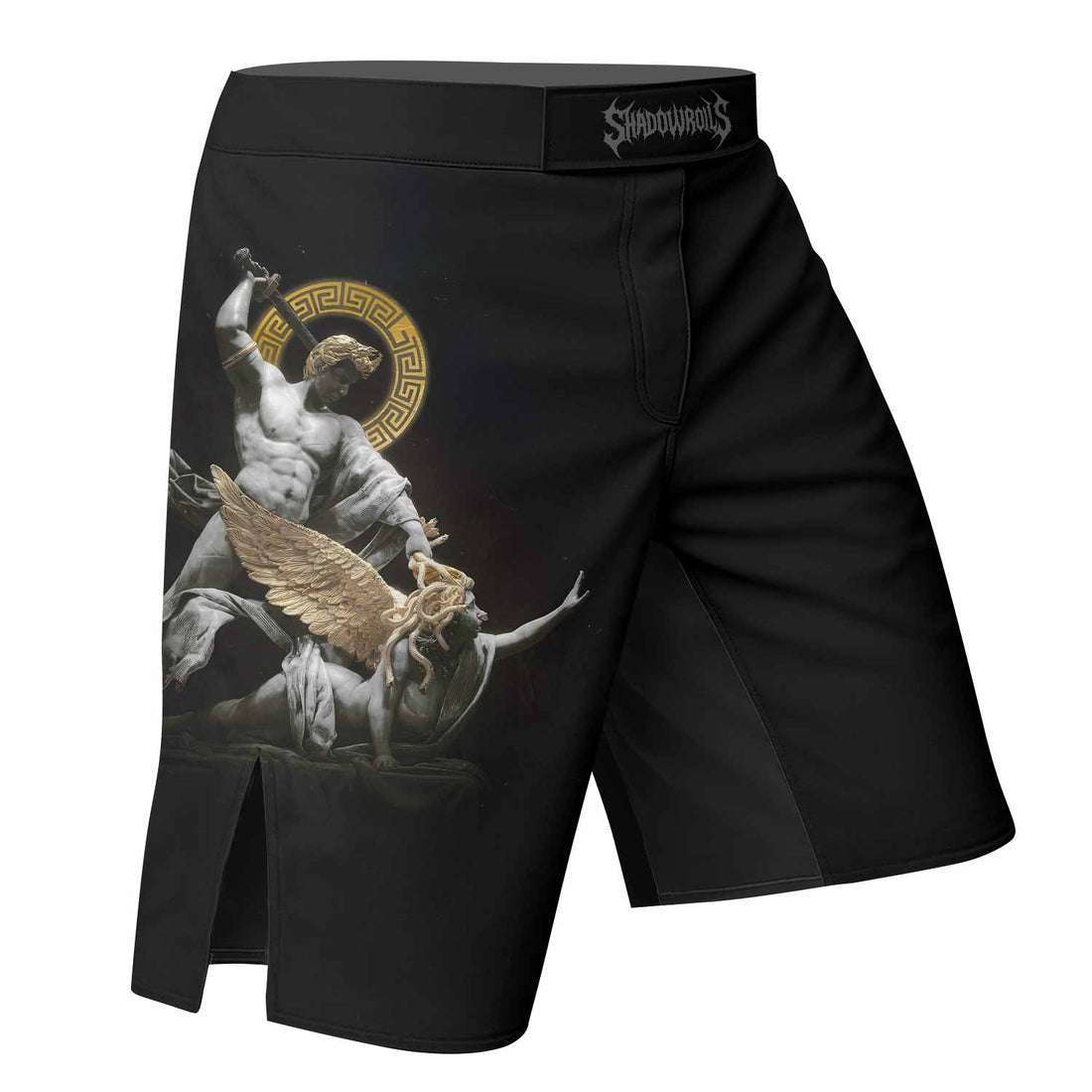 Fall of Medusa Fight Shorts - right side mockup