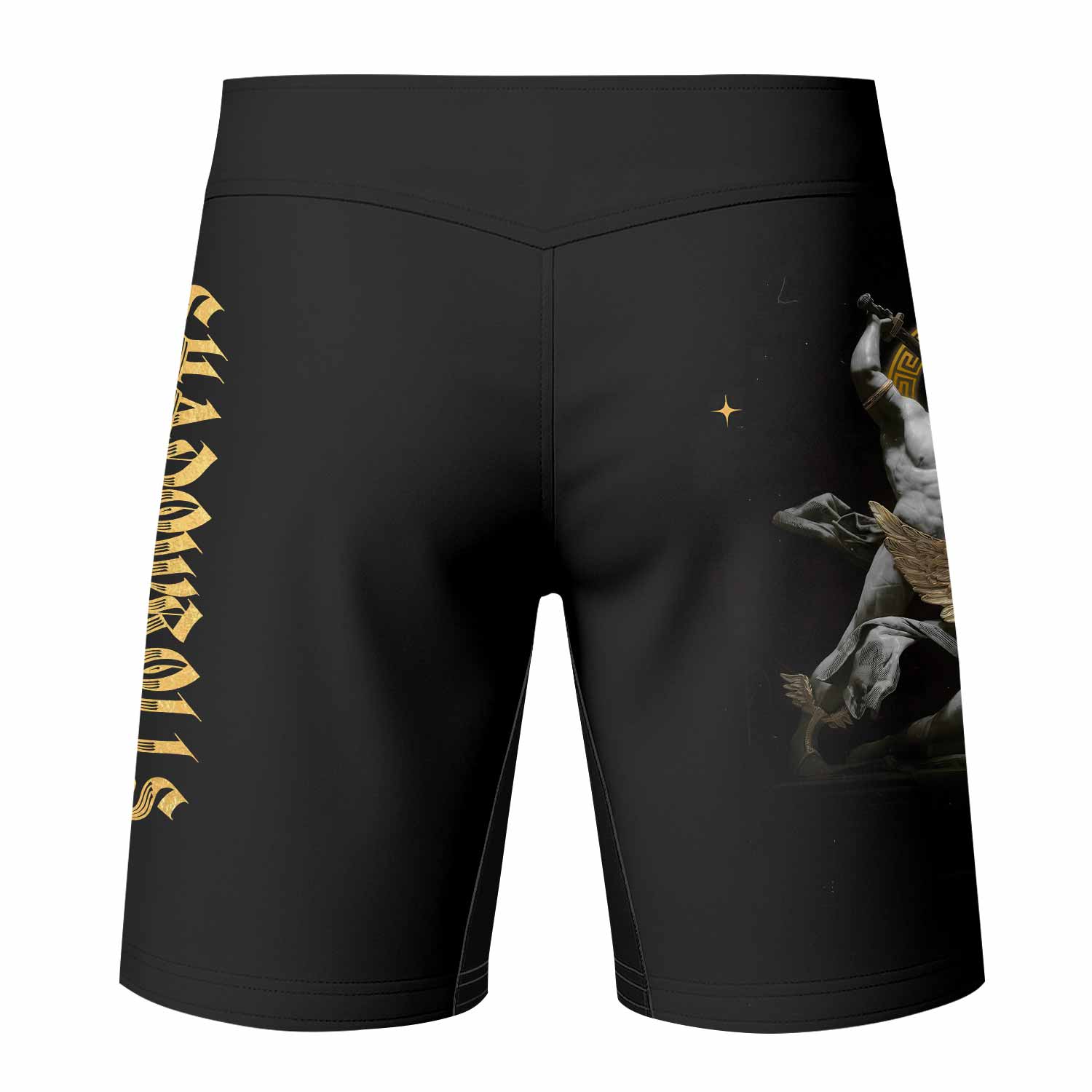 Fall of Medusa Fight Shorts - back view mockup