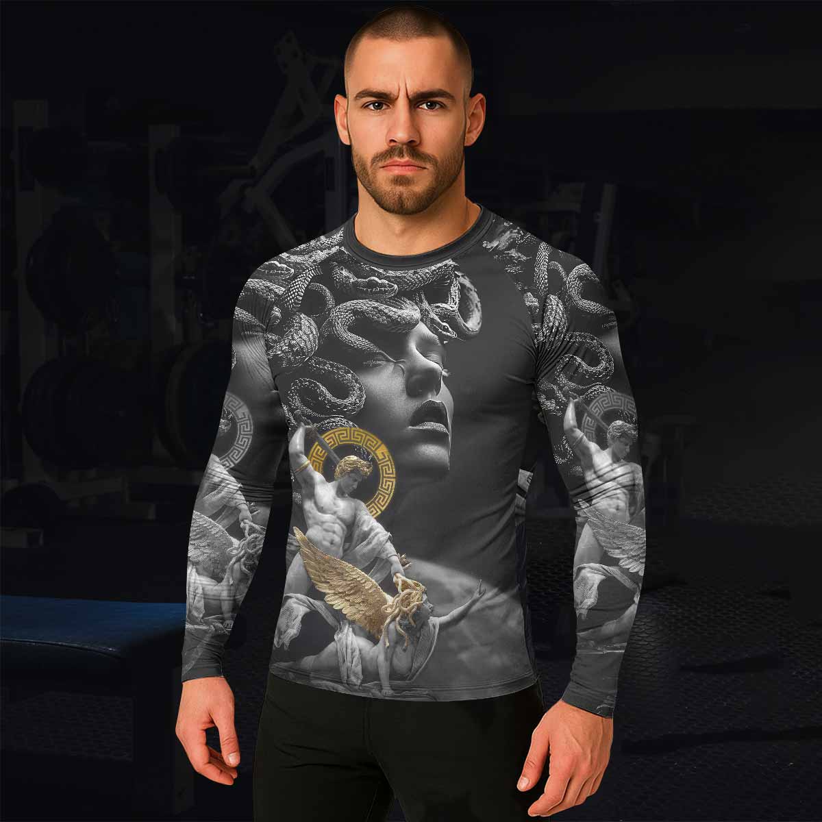 Fall of Medusa Men's Rash Guard Long Sleeve - lifestyle view