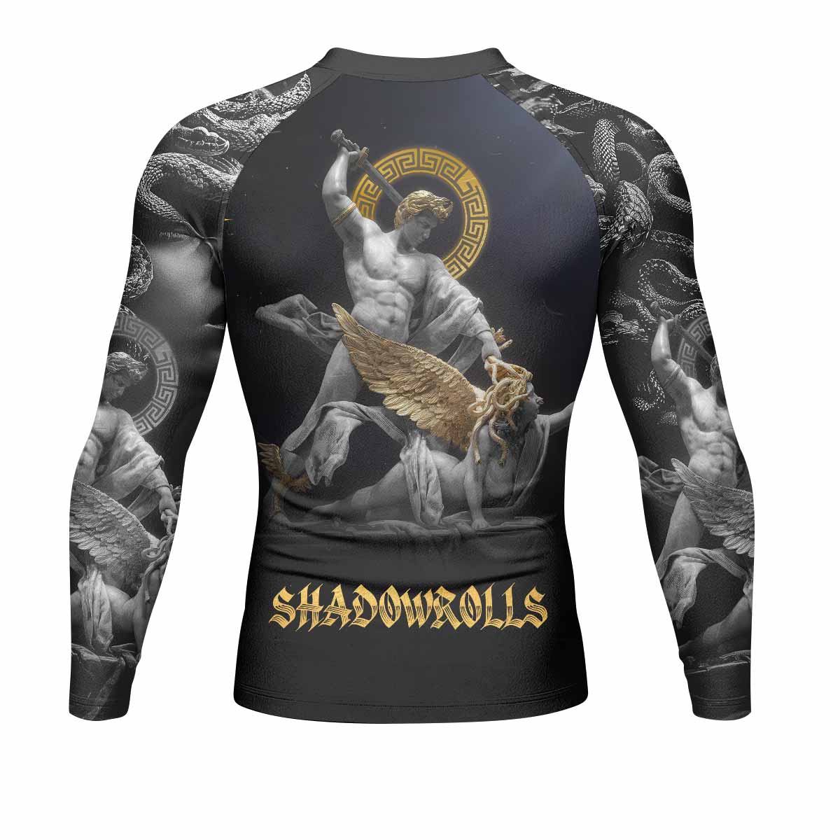 Fall of Medusa Men's Rash Guard Long Sleeve - back view mockup 